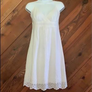 ModCloth Ixia White V-Neck Eyelet Party Dress